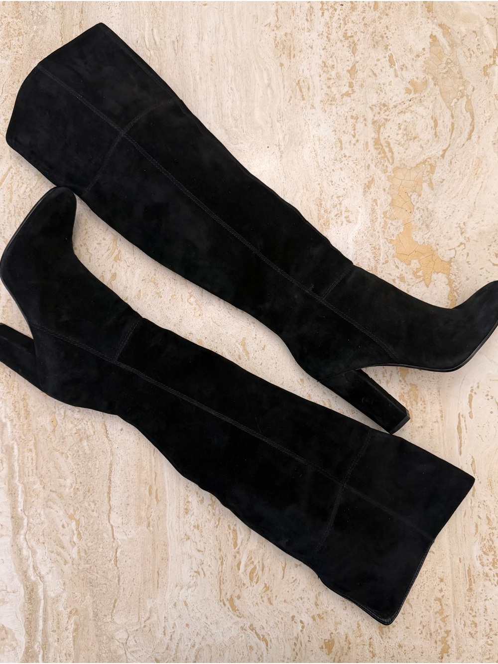 Gianni Bini Black Suede Over-the-Knee Block Heel Boots Size 7